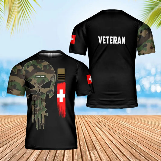 Personalized Swiss Soldier/ Veteran Camo With Name And Rank T-shirt 3D Printed - 1109230001