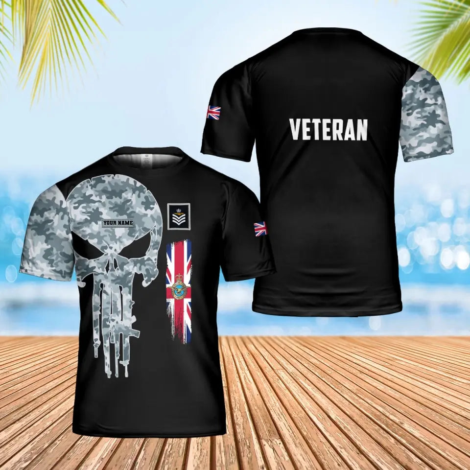 Personalized UK Soldier/ Veteran Camo With Name And Rank T-Shirt 3D Printed - 1707004801