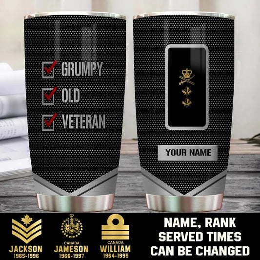 Personalized Canada Veteran/ Soldier With Rank And Name Camo Tumbler All Over Printed - Grumpy Old Veteran - 0502240021