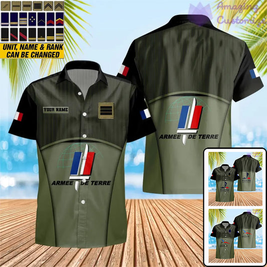 Personalized France Soldier/ Veteran Camo With Name And Rank Hawaii Shirt Printed - 17029440