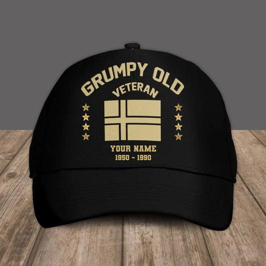 Personalized Rank And Name Norway Soldier/Veterans Camo Baseball Cap Grumpy Veteran - 1309230001