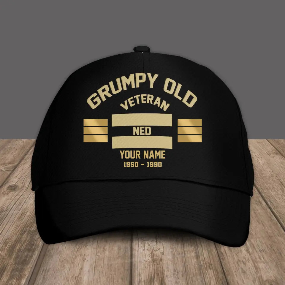 Personalized Rank And Name Netherlands Soldier/Veterans Camo Baseball Cap Grumpy Veteran - 16945632