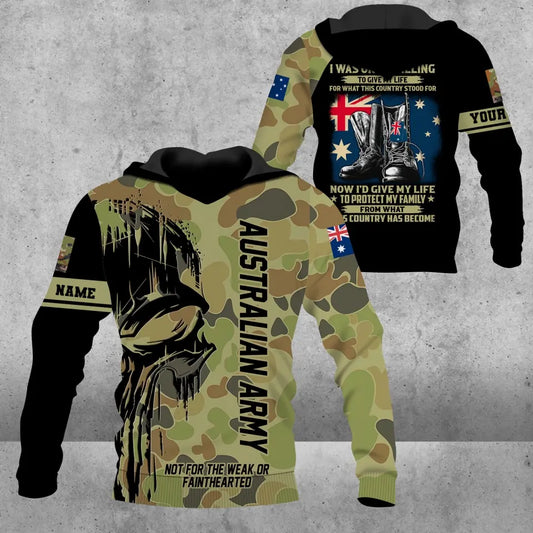 Personalized Australia Soldier/ Veteran Camo With Name And Rank Hoodie 3D Printed - 1609230001