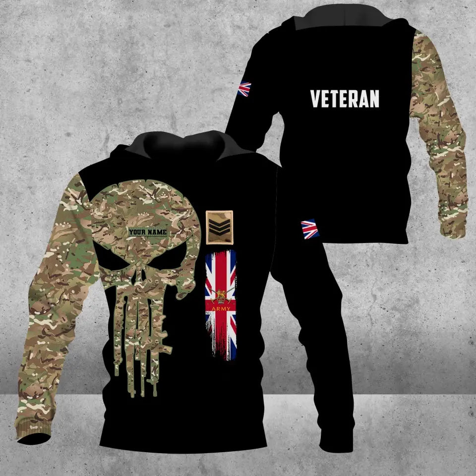 Personalized UK Soldier/ Veteran Camo With Name And Rank Hoodie 3D Printed - 1109230001