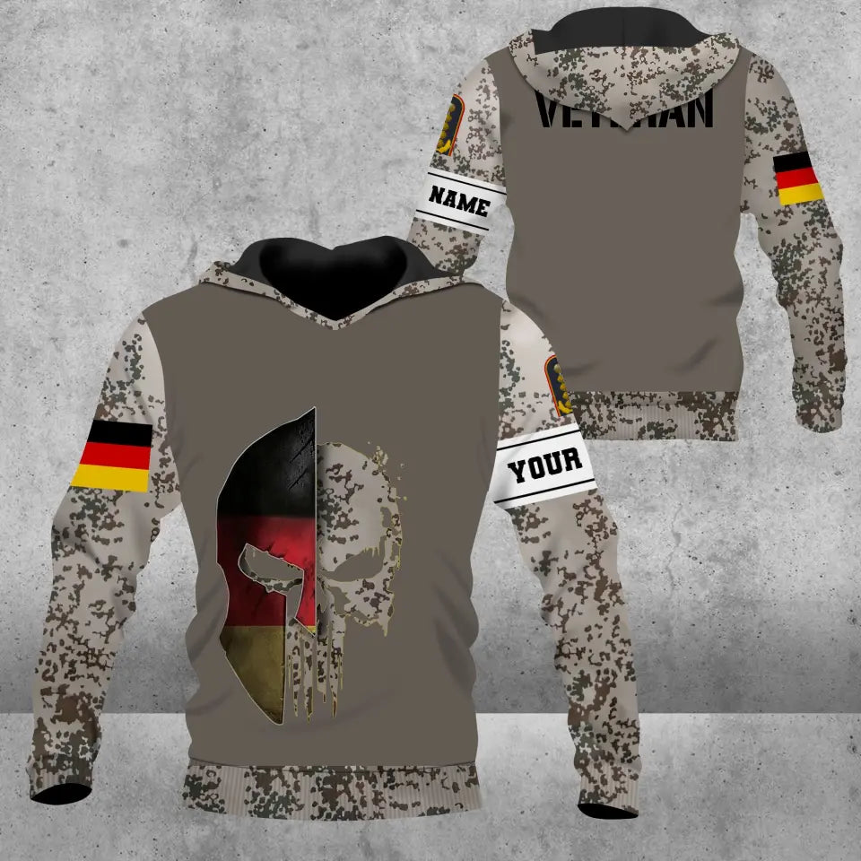 Personalized Germany Soldier/ Veteran Camo With Name And Rank Hoodie 3D Printed - 1609230001