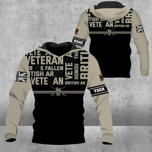 Personalized UK Soldier/ Veteran Camo With Name And Rank Hoodie 3D Printed - 1609230001