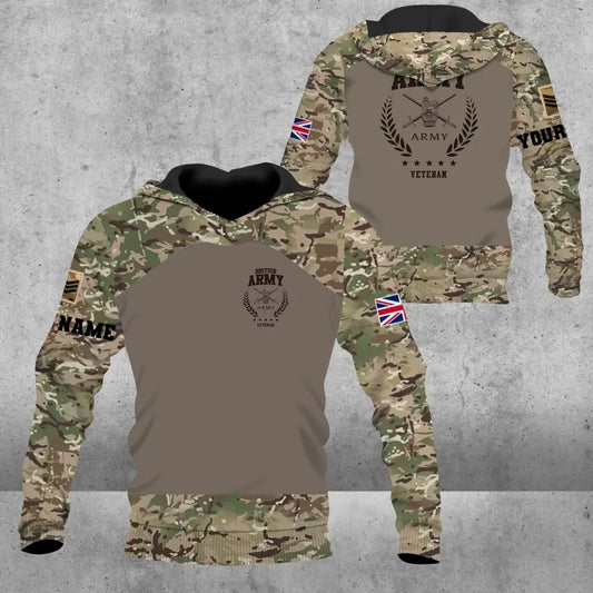 Personalized UK Soldier/ Veteran Camo With Name And Rank Hoodie 3D Printed - 1809230001