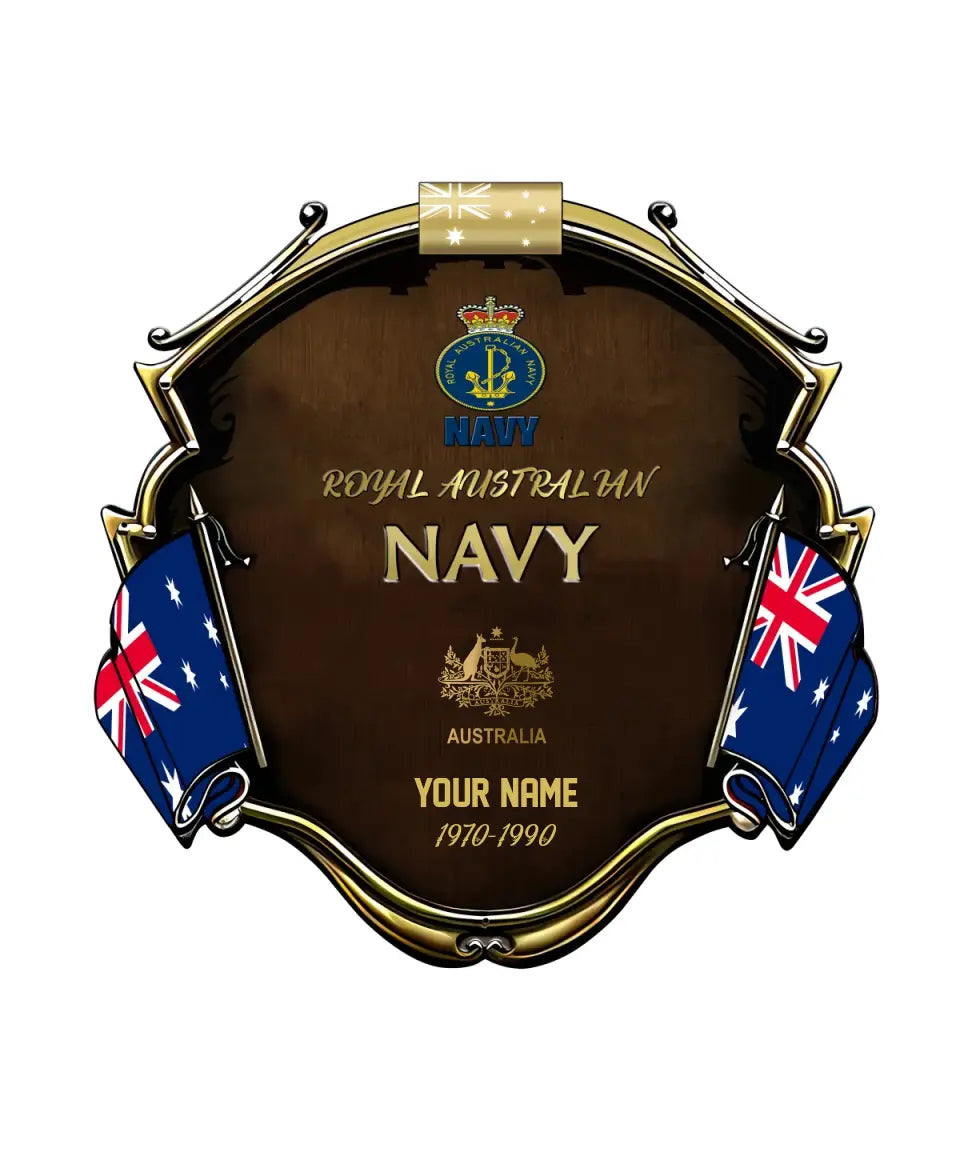 Personalized Rank Name And Year Australian Soldier/Veterans Camo Cut Metal Sign - Gold Rank - 16954272