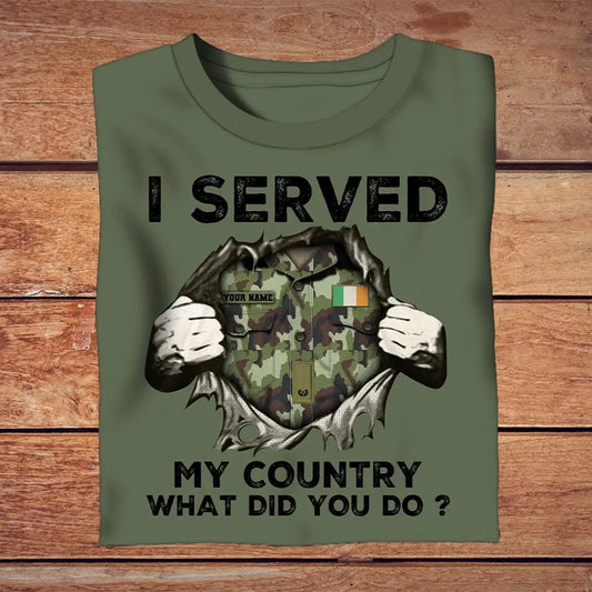 Personalized Ireland Soldier/ Veteran Camo With Name And Rank T-Shirt 3D Printed - 2509230001