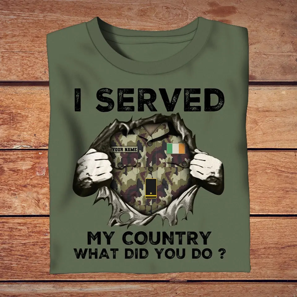 Personalized Ireland Soldier/ Veteran Camo With Name And Rank T-Shirt 3D Printed - 16956000