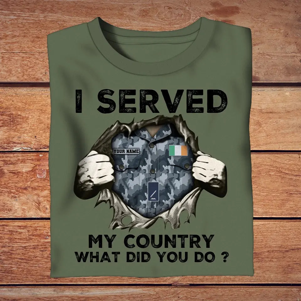 Personalized Ireland Soldier/ Veteran Camo With Name And Rank T-Shirt 3D Printed - 16956000