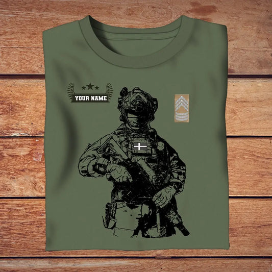 Personalized Denmark Soldier/ Veteran Camo With Name And Rank T-shirt 3D Printed - 2709230001