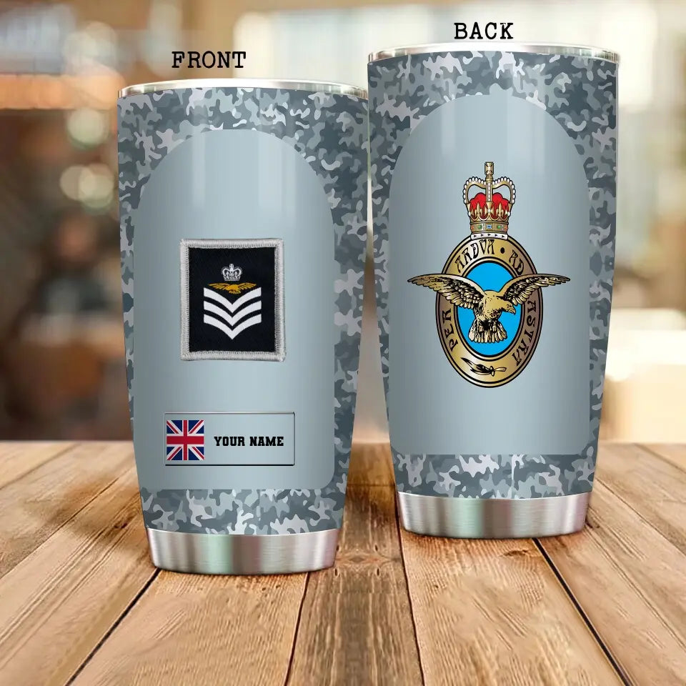 Personalized United Kingdom Veteran/ Soldier With Rank And Name Camo Tumbler All Over Printed - 17068320