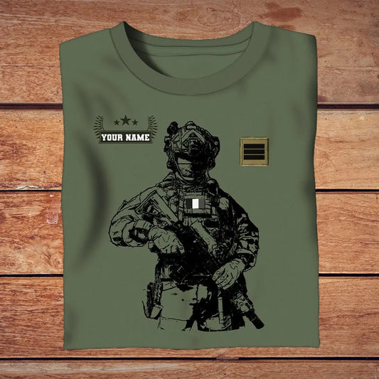 Personalized France Soldier/ Veteran Camo With Name And Rank T-shirt 3D Printed - 2709230001