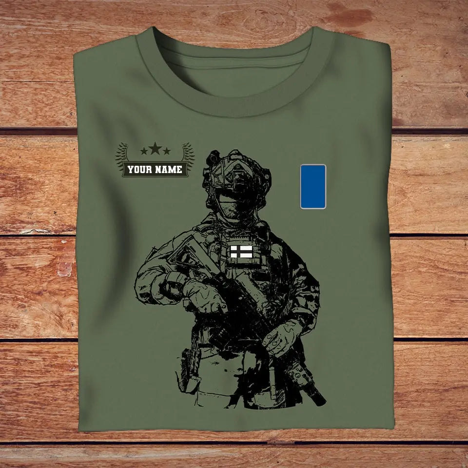 Personalized Finland Soldier/ Veteran Camo With Name And Rank T-Shirt 3D Printed - 2709230001