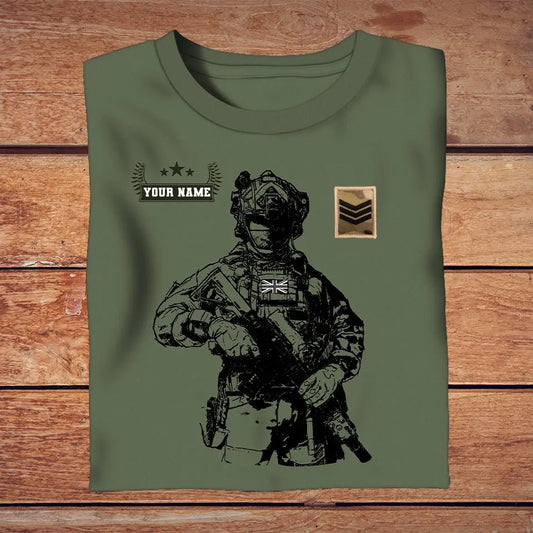 Personalized UK Soldier/ Veteran Camo With Name And Rank T-shirt 3D Printed - 2709230001