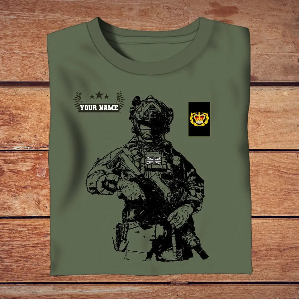 Personalized UK Soldier/ Veteran Camo With Name And Rank T-shirt 3D Printed - 16957728