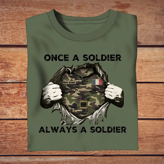 Personalized France Soldier/ Veteran Camo With Name And Rank T-shirt 3D Printed - 2909230001