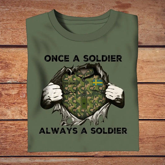 Personalized Sweden Soldier/ Veteran Camo With Name And Rank T-Shirt 3D Printed - 2909230001