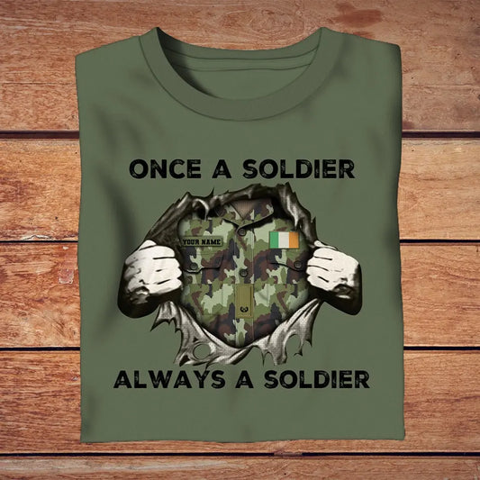 Personalized Ireland Soldier/ Veteran Camo With Name And Rank T-Shirt 3D Printed - 2909230001