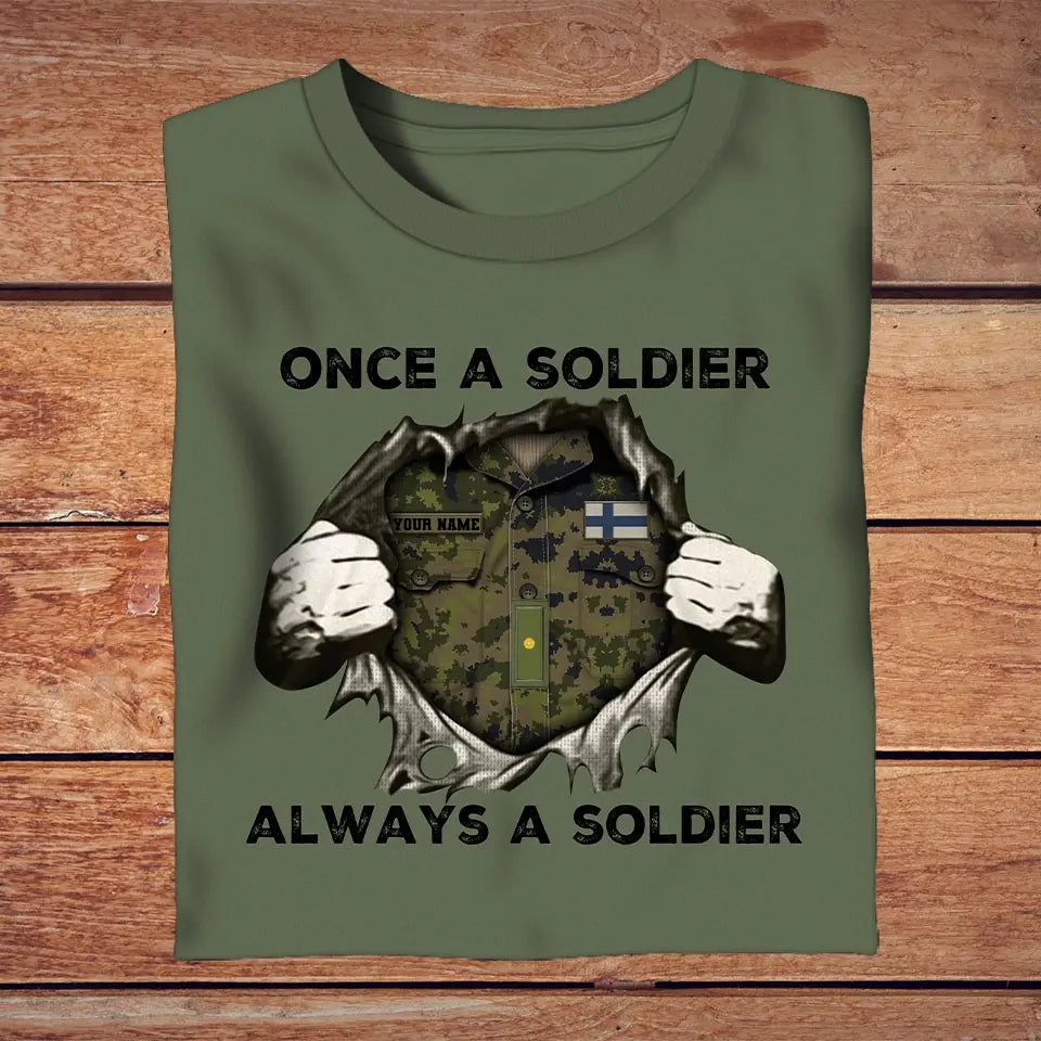 Personalized Finland Soldier/ Veteran Camo With Name And Rank T-Shirt 3D Printed - 2909230001