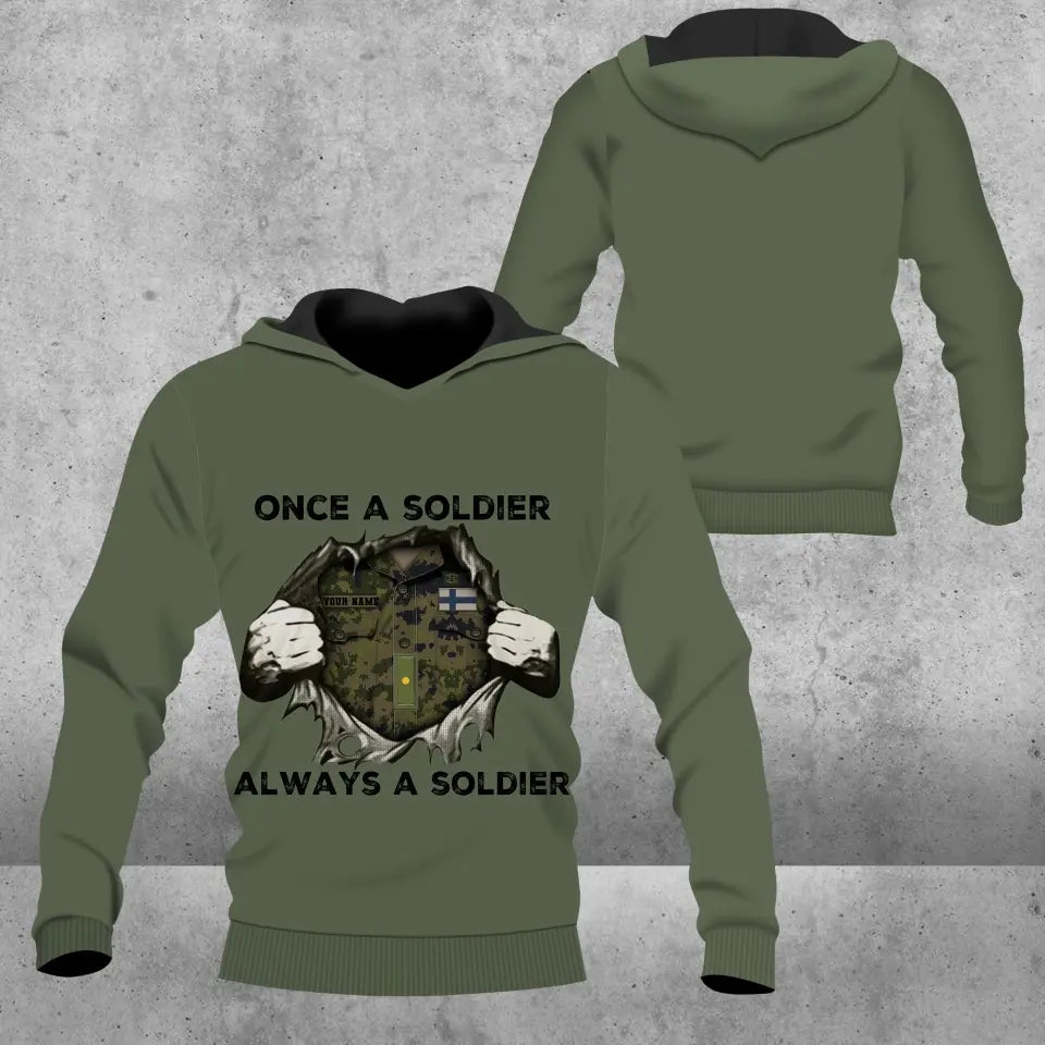Personalized Finland Soldier/ Veteran Camo With Name And Rank Hoodie 3D Printed - 16959456