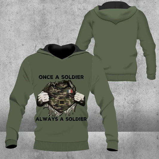 Personalized France Soldier/ Veteran Camo With Name And Rank Hoodie 3D Printed - 2909230001