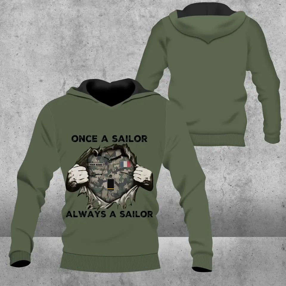 Personalized France Soldier/ Veteran Camo With Name And Rank Hoodie 3D Printed - 2909230001