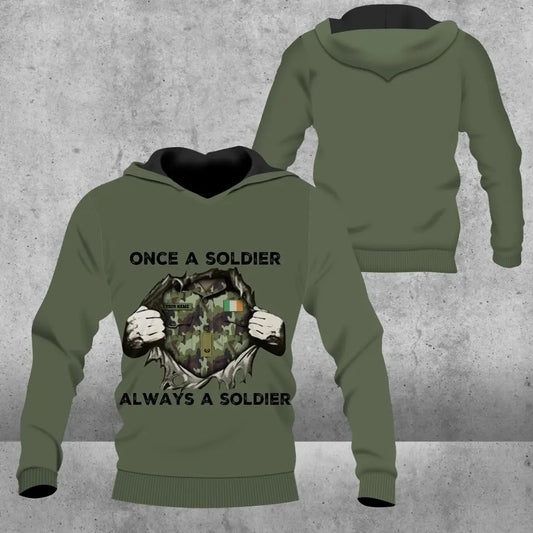 Personalized Ireland Soldier/ Veteran Camo With Name And Rank Hoodie 3D Printed - 2909230001