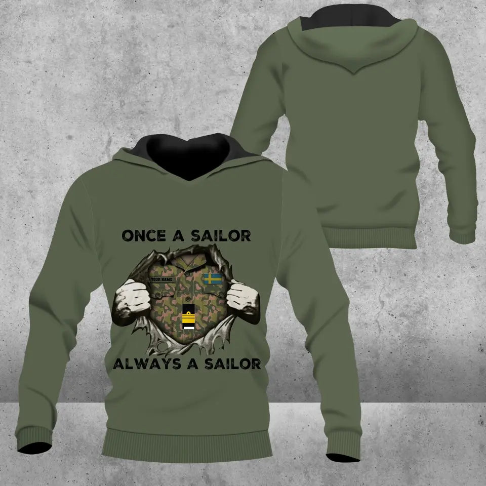 Personalized Sweden Soldier/ Veteran Camo With Name And Rank Hoodie 3D Printed -2909230001