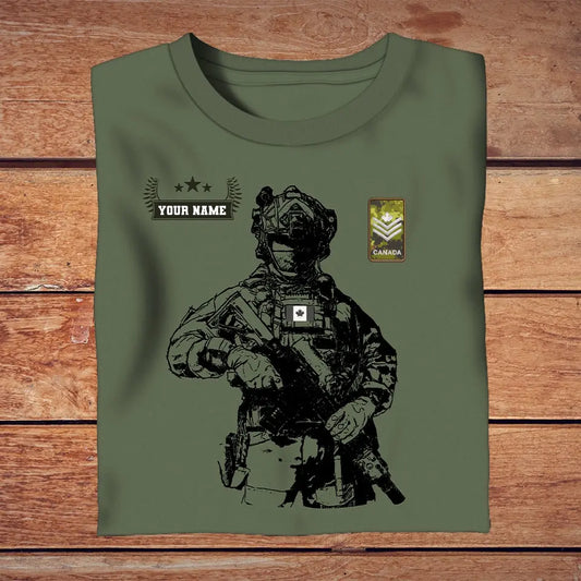 Personalized Canada Soldier/ Veteran With Name And Rank T-shirt 3D Printed - 3009230001