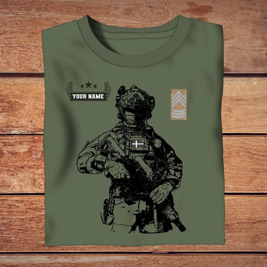 Personalized Denmark Soldier/ Veteran With Name And Rank T-shirt 3D Printed - 3009230001