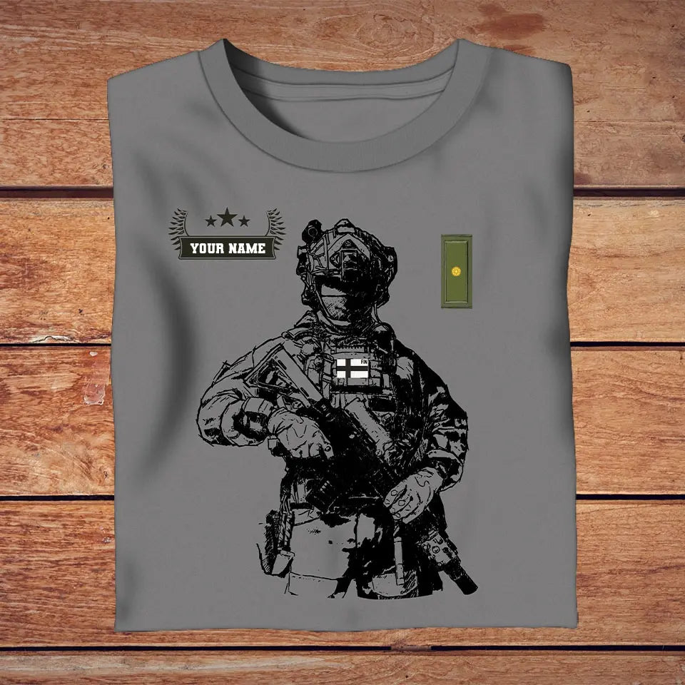 Personalized Finland Soldier/ Veteran With Name And Rank T-shirt 3D Printed - 3009230001