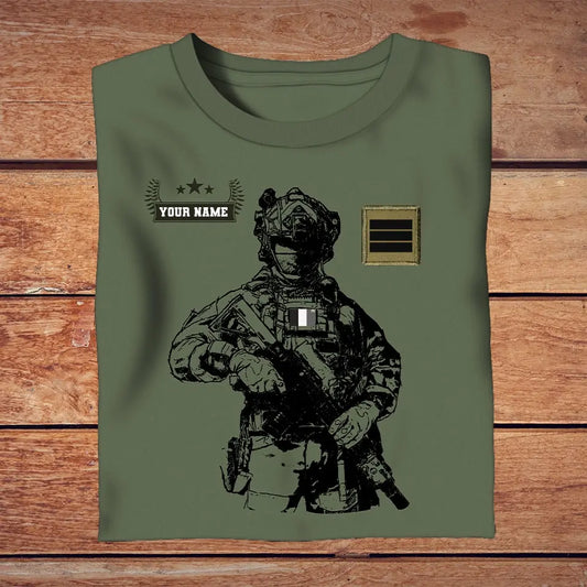 Personalized France Soldier/ Veteran With Name And Rank T-shirt 3D Printed - 16960320