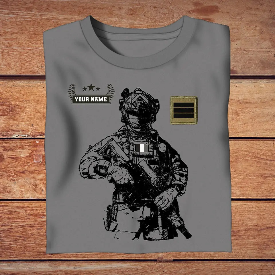 Personalized France Soldier/ Veteran With Name And Rank T-shirt 3D Printed - 16960320