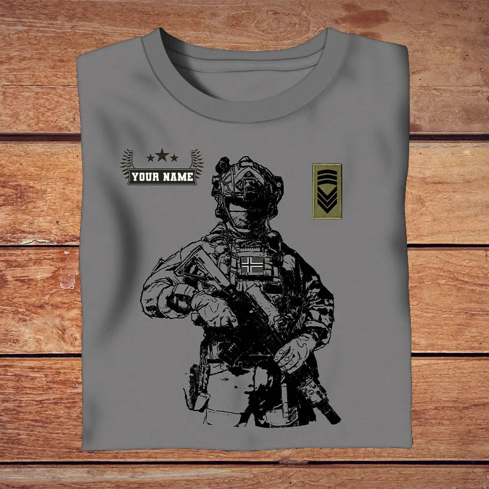Personalized Norway Soldier/ Veteran With Name And Rank T-shirt 3D Printed - 3009230001