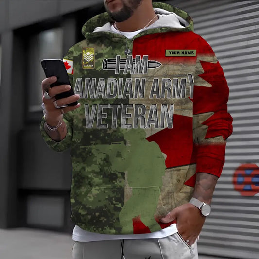 Personalized Canadian Soldier/ Veteran Camo With Name And Rank Hoodie 3D Printed - 0210230005