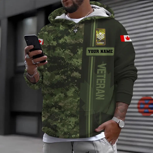Personalized Canadian Soldier/ Veteran Camo With Name And Rank Hoodie 3D Printed - 0210230001