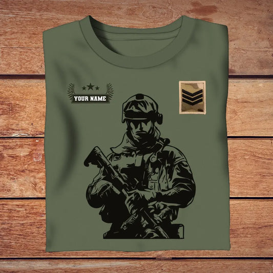 Personalized UK Soldier/ Veteran With Name And Rank T-shirt 3D Printed - 0210230001