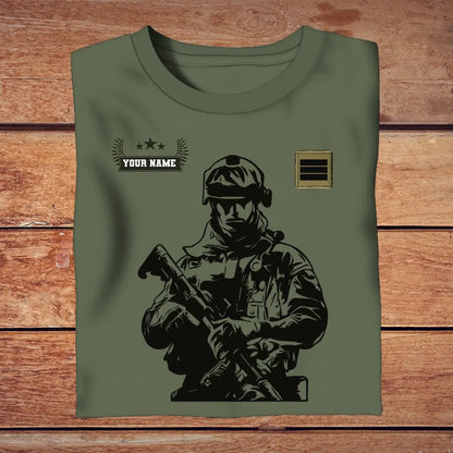 Personalized France Soldier/ Veteran With Name And Rank T-shirt 3D Printed - 16962048