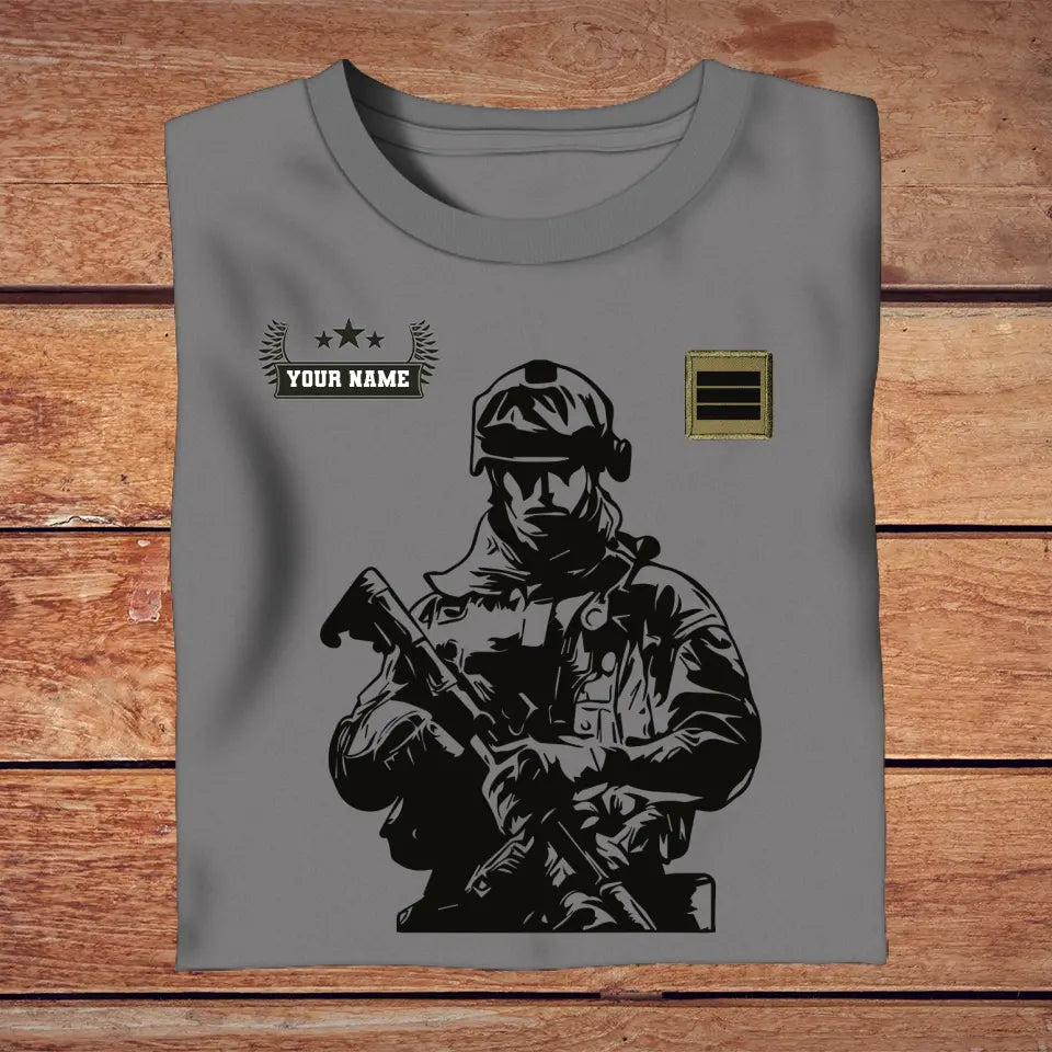 Personalized France Soldier/ Veteran With Name And Rank T-shirt 3D Printed - 16962048