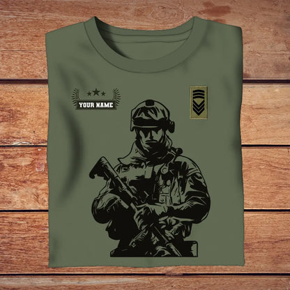 T-shirt personnalisé de soldat/vétéran norvégien avec nom et grade imprimé en 3D - 0210230001
