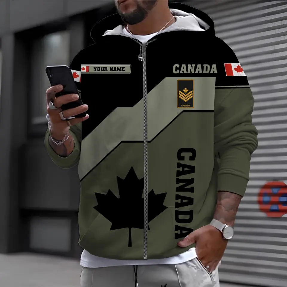 Personalized Canadian Soldier/ Veteran Camo With Name And Rank Hoodie 3D Printed - 0210230002