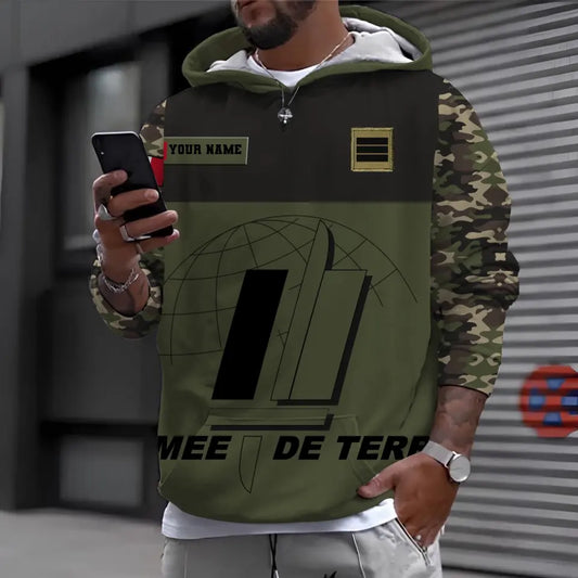 Personalized France Soldier/ Veteran Camo With Name And Rank Hoodie 3D Printed - 0310230002