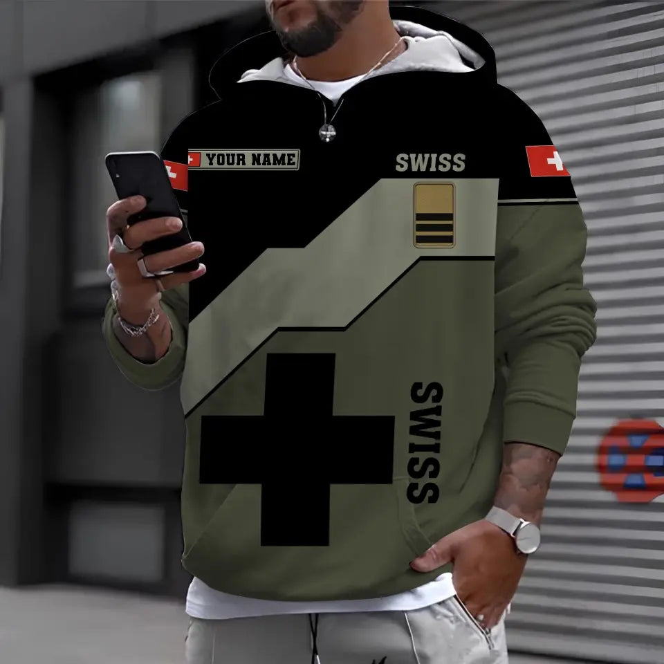 Personalized Swiss Soldier/ Veteran Camo With Name And Rank Hoodie - 16962912