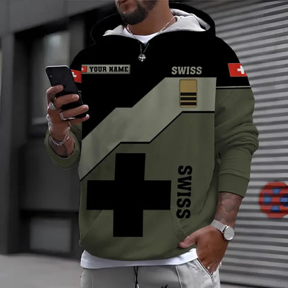 Personalized Swiss Soldier/ Veteran Camo With Name And Rank Hoodie - 16962912
