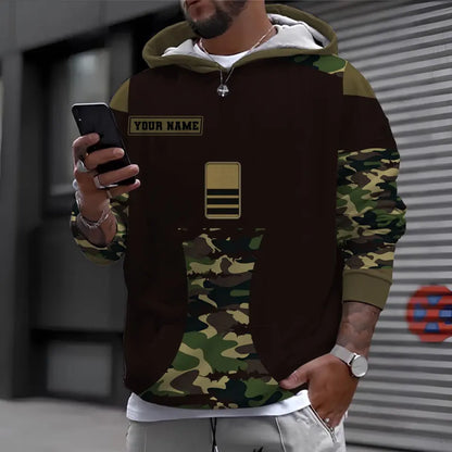Sweat à capuche personnalisé avec nom et grade de soldat/vétéran suisse - 1696291202