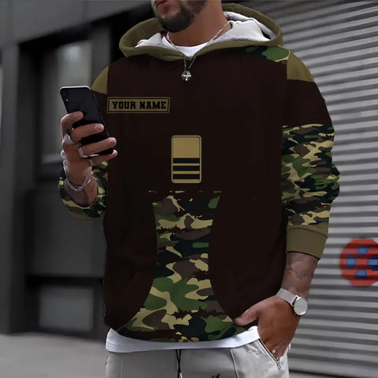 Sweat à capuche personnalisé avec nom et grade de soldat/vétéran suisse - 1696291202