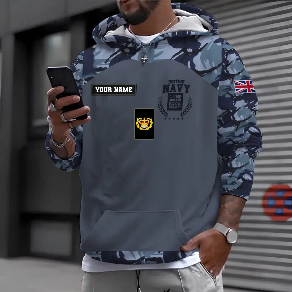 Personalized UK Soldier/ Veteran Camo With Name And Rank Hoodie 3D Printed - 1696377607
