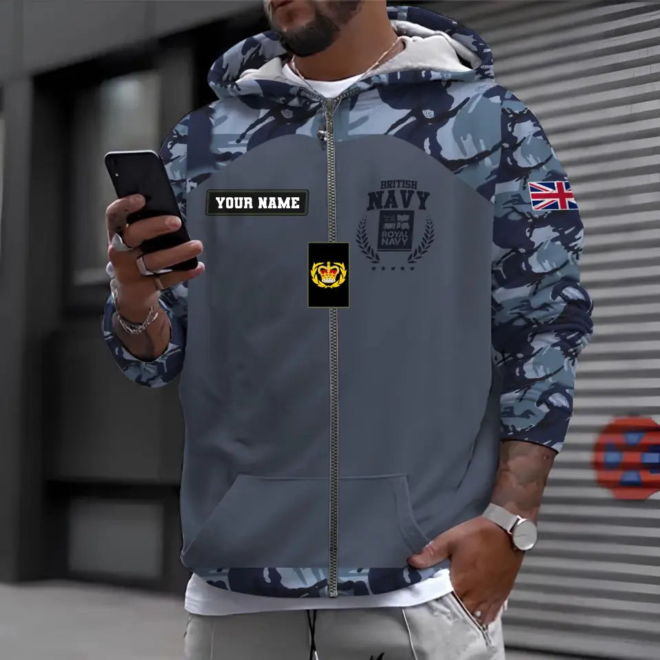 Personalized UK Soldier/ Veteran Camo With Name And Rank Hoodie 3D Printed - 1696377607